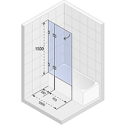 Шторка на ванну Riho VZ Scandic NXT X109 100x150 P G001150120 (GX00212C2) профиль Хром стекло прозрачное-2