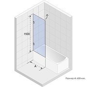 Шторка на ванну Riho VZ Scandic NXT X108 65x150 P G001136120 (GX00562C2) профиль Хром стекло прозрачное-1