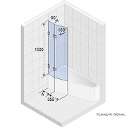 Шторка на ванну Riho VZ Scandic NXT X500 Geta 160 111 L G001165120 (GX00612C1) профиль Хром стекло прозрачное-2
