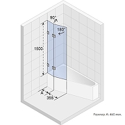 Шторка на ванну Riho VZ Scandic NXT X500 Delta 81 L G001169120 (GX00632C1) профиль Хром стекло прозрачное-2