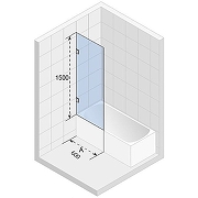 Шторка на ванну Riho VZ Scandic NXT X409 60х150 G001159120 (GX00493C0) профиль Хром стекло прозрачное-1