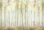 Фреска Ortograf Flora 31030 Фактура бархат FX Флизелин (4*2,7) Разноцветный, Деревья/Животные-1