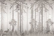 Фреска Ortograf Flora 31001 Фактура бархат FX Флизелин (4*2,7) Серый/Бежевый, Деревья/Животные-1