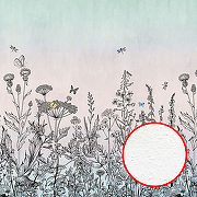Фреска Ortograf Flora 31062 Фактура бархат FX Флизелин (4*2,7) Бирюзовый/Розовый, Цветы/Бабочки