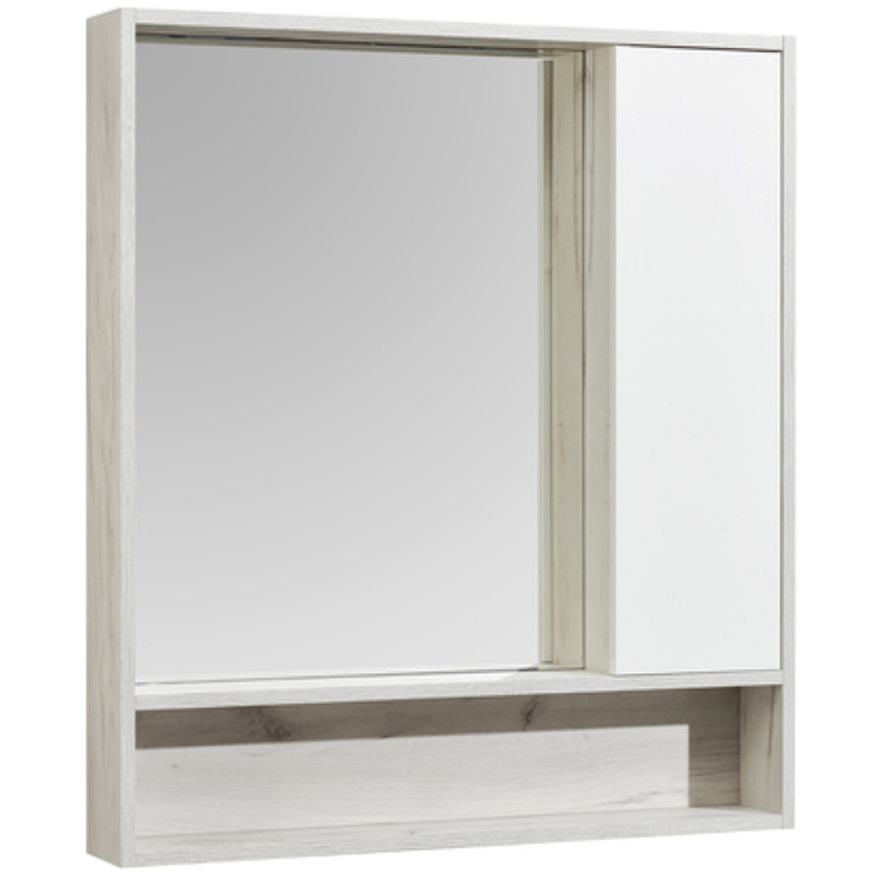 зеркальный шкаф 80х91 см белый глянец дуб крафт акватон флай 1a237702fax10 Зеркало со шкафом Aquaton Флай 80 1A237702FAX10 Белый Дуб крафт