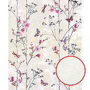Фреска Ortograf Flora 31121 Фактура флок FLK Флизелин (2,2*2,7) Бежевый/Розовый, Цветы/Бабочки