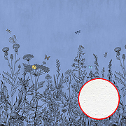 Фреска Ortograf Flora 31064 Фактура бархат FX Флизелин (4*2,7) Синий, Цветы/Бабочки