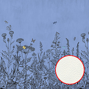 Фреска Ortograf Flora 31064 Фактура флок FLK Флизелин (4*2,7) Синий, Цветы/Бабочки