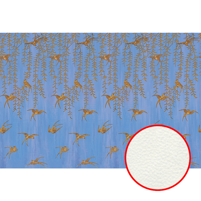 Фреска Ortograf Flora 31161 Фактура флок FLK Флизелин (4*2,7) Синий/Коричневый, Листья/Птицы
