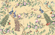 Фреска Ortograf Flora 31142 Фактура бархат FX Флизелин (4,3*2,7) Бежевый/Разноцветный, Цветы/Птицы-1