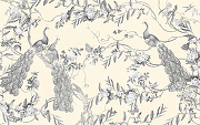 Фреска Ortograf Flora 31144 Фактура флок FLK Флизелин (4,3*2,7) Бежевый/Серый, Цветы/Птицы-1