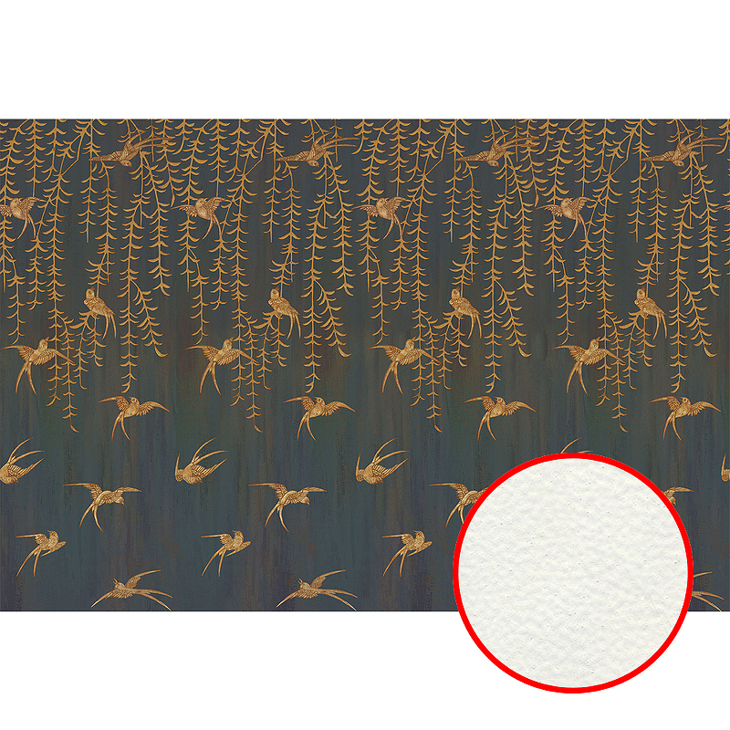 Фреска Ortograf Flora 31164 Фактура флок FLK Флизелин (4*2,7) Зеленый/Коричневый, Листья/Птицы