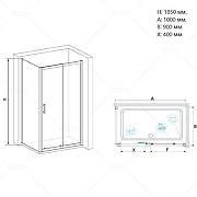 Душевой уголок RGW Passage PA-145 100х90 020814590-11 профиль Хром стекло прозрачное-2