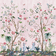 Фреска Ortograf Flora 31150 Фактура флок FLK Флизелин (2,7*2,7) Розовый/Разноцветный, Цветы/Деревья/Птицы-1