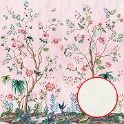 Фреска Ortograf Flora 31150 Фактура флок FLK Флизелин (2,7*2,7) Розовый/Разноцветный, Цветы/Деревья/Птицы