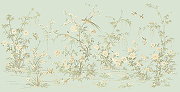 Фреска Ortograf Flora 31210 Фактура бархат FX Флизелин (5,3*2,7) Зеленый/Бежевый, Цветы/Птицы-1