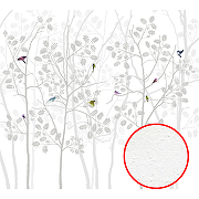 Фреска Ortograf Flora 31236 Фактура бархат FX Флизелин (3*2,7) Белый/Серый, Деревья/Птицы