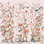 Фреска Ortograf Flora 31244 Фактура бархат FX Флизелин (2,7*2,7) Розовый/Разноцветный, Цветы/Деревья/Птицы-1