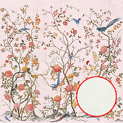 Фреска Ortograf Flora 31244 Фактура флок FLK Флизелин (2,7*2,7) Розовый/Разноцветный, Цветы/Деревья/Птицы