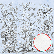 Фреска Ortograf Flora 31245 Фактура бархат FX Флизелин (2,7*2,7) Голубой/Серый, Цветы/Деревья/Птицы