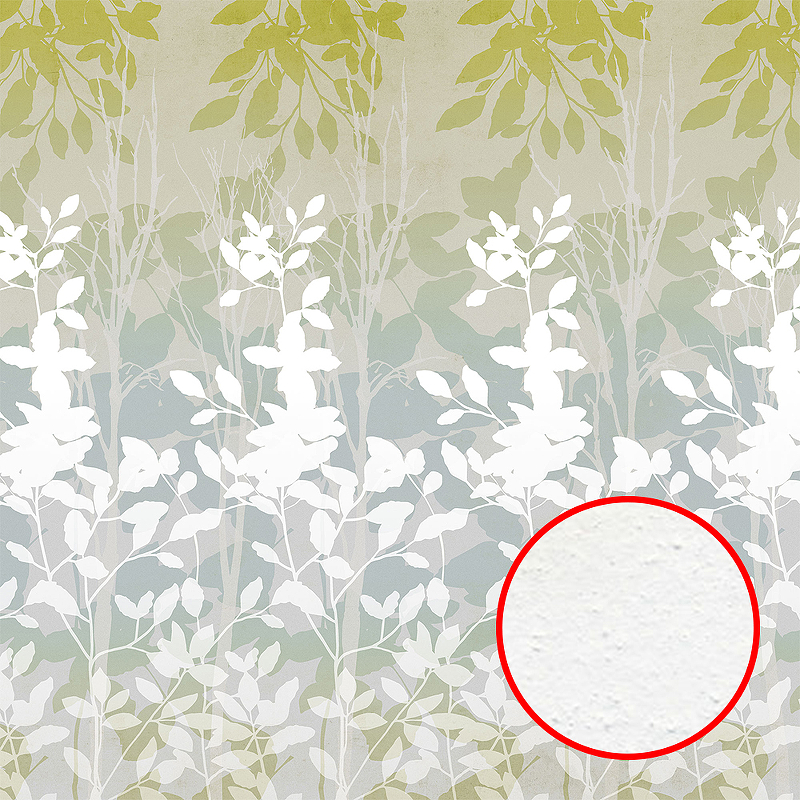 Фреска Ortograf Flora 31304 Фактура бархат FX Флизелин (2,7*2,7) Зеленый/Серый/Белый, Листья