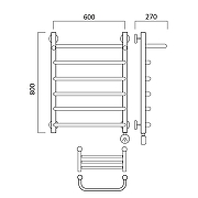 Электрический полотенцесушитель Aquanerzh Скоба 00-07A8060_R с полкой Хром-1