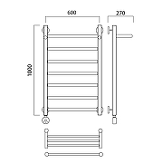 Электрический полотенцесушитель Aquanerzh Прямая 00-90A10060_L с полкой Хром-1