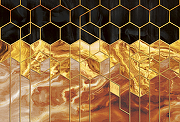Фреска Ortograf Forma 32693 Фактура бархат FX Флизелин (4*2,7) Золото/Коричневый/Черный, Геометрия/Абстракция-1