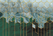 Фреска Ortograf Forma 32694 Фактура флок FLK Флизелин (4*2,7) Зеленый/Синий/Золото, Геометрия/Абстракция-1
