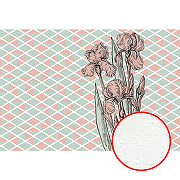 Фреска Ortograf Forma 32684 Фактура бархат FX Флизелин (4*2,7) Бирюзовый/Розовый, Ромб/Цветы