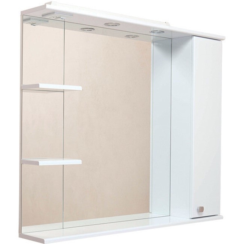 Зеркало со шкафом Onika Эльбрус 100.02 R 210004 с подсветкой Белое мебель для ванной onika эльбрус 90