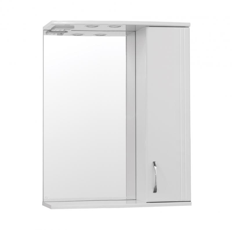 цена Зеркало со шкафом Style Line Эко стандарт Панда 65 С с подсветкой Белый глянец