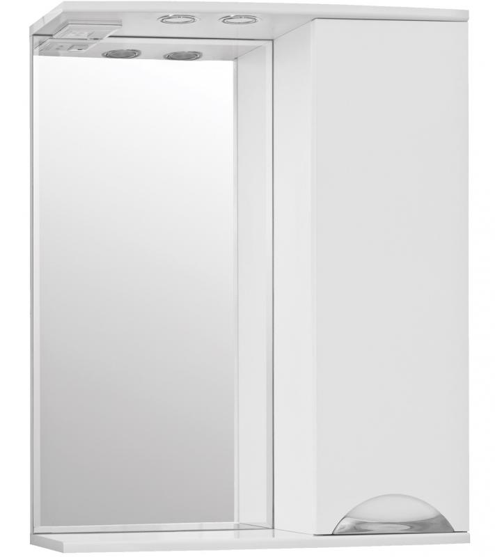 цена Зеркало со шкафом Style Line Жасмин 65 С с подсветкой Белый глянец