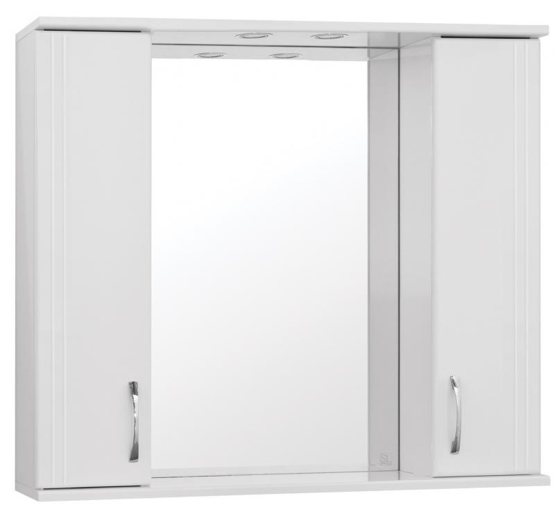 Зеркало со шкафом Style Line Эко стандарт Панда 90 С с подсветкой Белый глянец зеркало со шкафом style line олеандр 2 90 с с подсветкой белый глянец