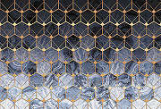 Фреска Ortograf Forma 32676 Фактура флок FLK Флизелин (4*2,7) Синий/Черный/Золото, Геометрия/Абстракция-1