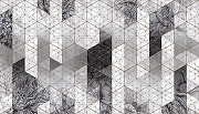 Фреска Ortograf Grafika Natura 31534 Фактура бархат FX Флизелин (4,7*2,7) Белый/Серый/Черный, Геометрия/Цветы-1