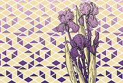 Фреска Ortograf Forma 32686 Фактура бархат FX Флизелин (4*2,7) Бежевый/Фиолетовый, Ромб/Цветы-1