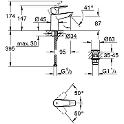 Смеситель для раковины Grohe BauEdge 23896001 Хром-4