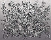 Фреска Ortograf Grafika Natura 31543 Фактура флок FLK Флизелин (3,5*2,7) Серый, Цветы/Абстракция-1