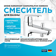 Смеситель на борт ванны Grohe Eurosmart Cosmopolitan 32836000 Хром