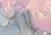 Фреска Ortograf Fluid art 34243 Фактура флок FLK Флизелин (4*2,7) Розовый/Бирюзовый/Золото, Абстракция-1
