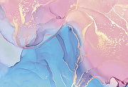 Фреска Ortograf Fluid art 34244 Фактура флок FLK Флизелин (4*2,7) Розовый/Синий/Золото, Абстракция-1