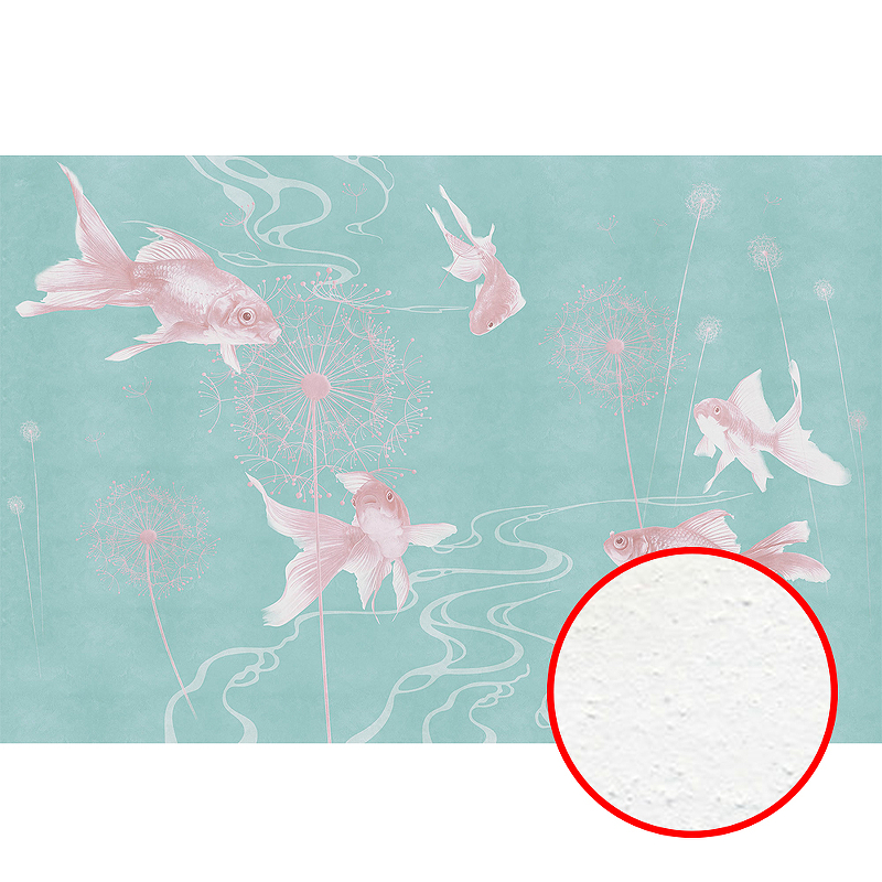 Фреска Ortograf Miracle 33853 Фактура бархат FX Флизелин (4,5*3) Бирюзовый/Розовый, Рыбы