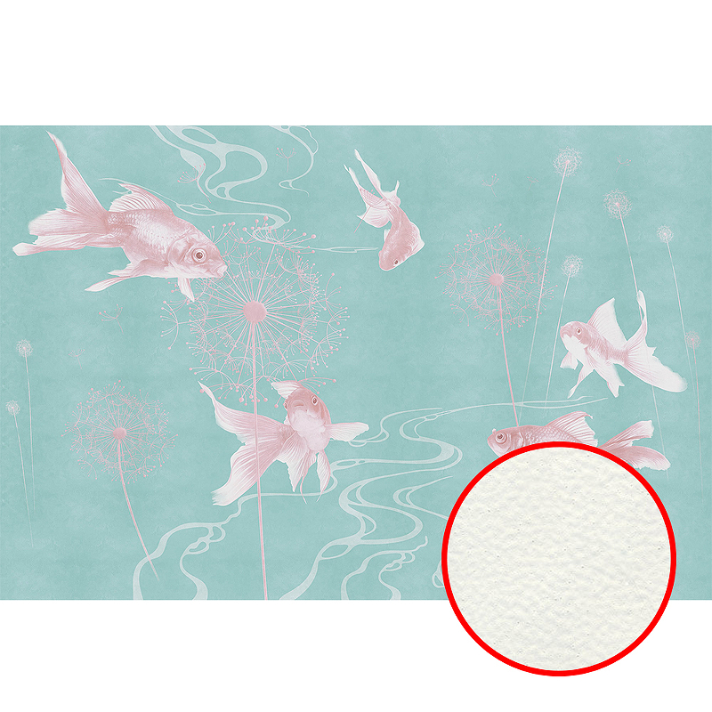 Фреска Ortograf Miracle 33853 Фактура флок FLK Флизелин (4,5*3) Бирюзовый/Розовый, Рыбы