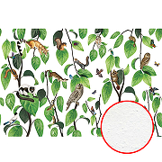 Фреска Ortograf Miracle 33862 Фактура бархат FX Флизелин (4,5*3) Белый/Зеленый, Листья/Животные/Птицы