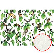 Фреска Ortograf Miracle 33862 Фактура флок FLK Флизелин (4,5*3) Белый/Зеленый, Листья/Животные/Птицы