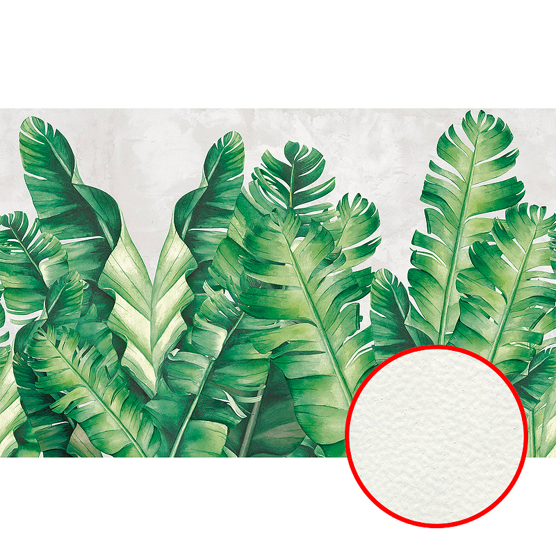 Фреска Ortograf Oasis 32702 Фактура флок FLK Флизелин (4,3*2,7) Серый/Зеленый, Листья
