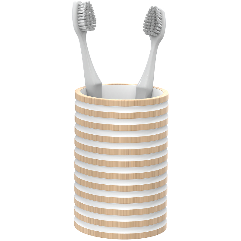 Стакан для зубных щеток Fora Spiral FOR-SPL044NAT Белый Бежевый