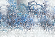 Фреска Ortograf Oasis 32726 Фактура бархат FX Флизелин (4*2,7) Серый/Синий, Листья/Геометрия-1