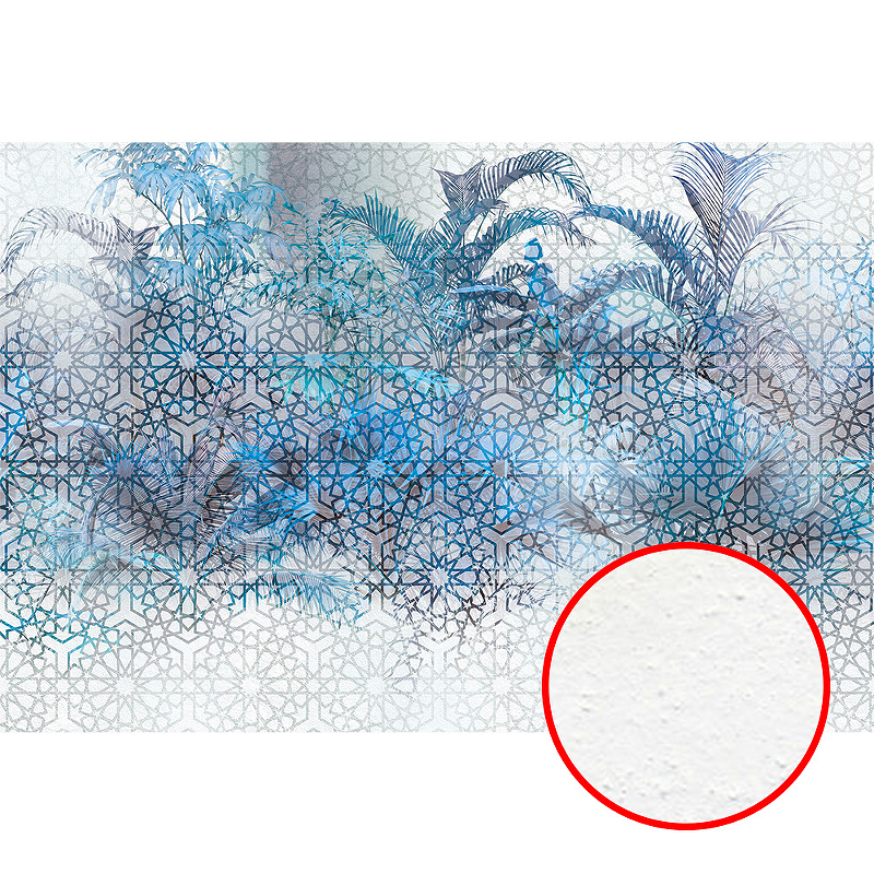 Фреска Ortograf Oasis 32726 Фактура бархат FX Флизелин (4*2,7) Серый/Синий, Листья/Геометрия